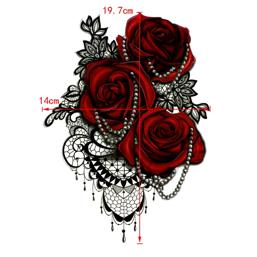 Big Red Rose Waterproof Temporary Tattoos