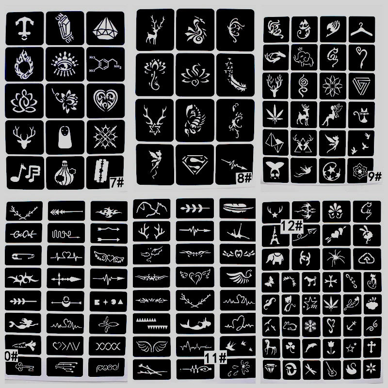 Airbrush Small Reusable Paint Tattoo Stencil Kit