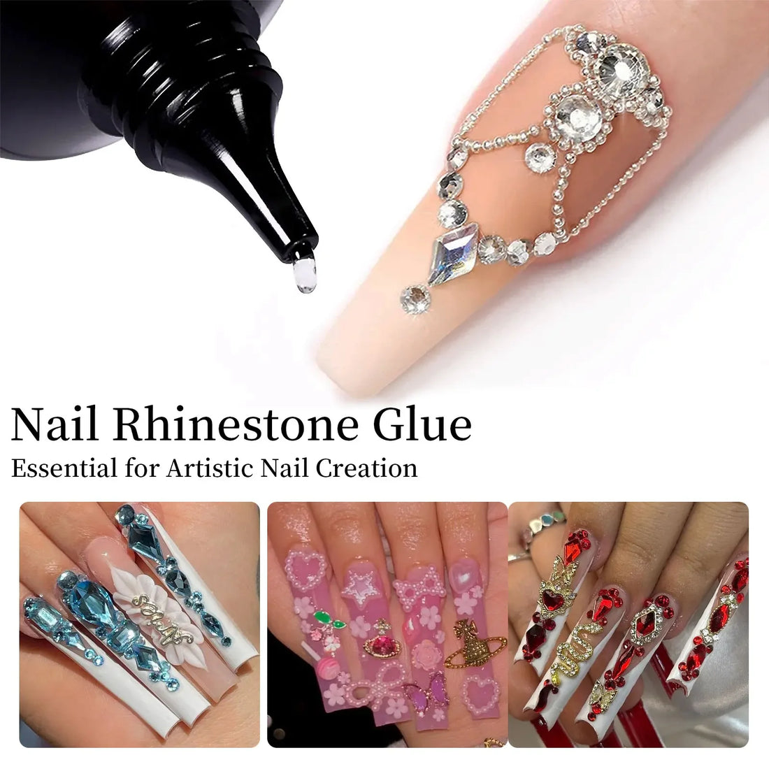 Nail Rhinestone Glue for Nails Super Strong Gel